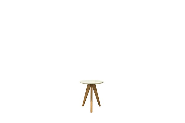 Salontafel white round met houten poot (S)