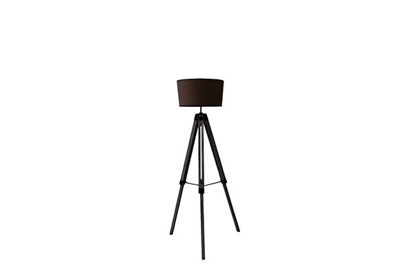 Lamp staand met houten poot bruin (150cm)