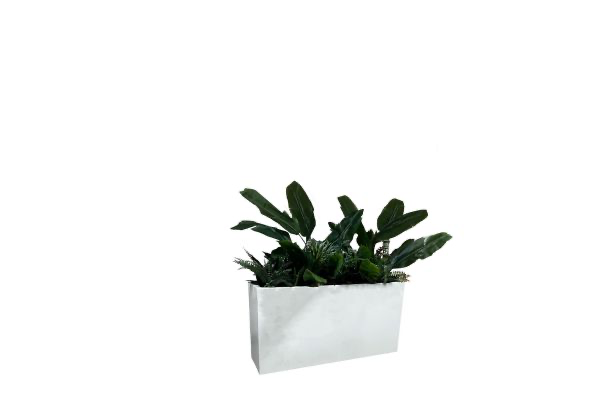 Plantenbak polyester wit met zijden groendecoratie