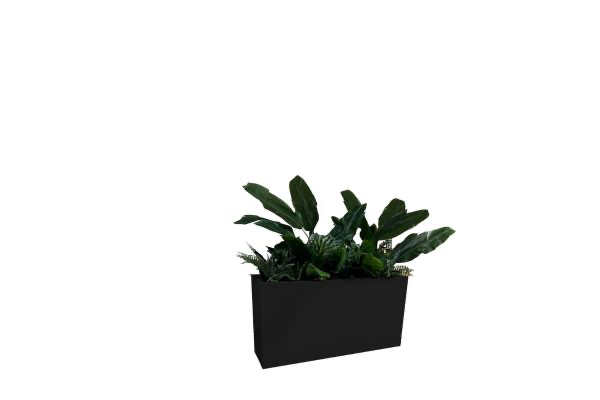 Plantenbak polyester zwart met zijden groendecoratie