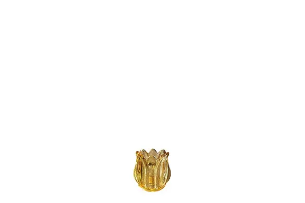 Waxinelichthouder glas tulp geel (7cm)