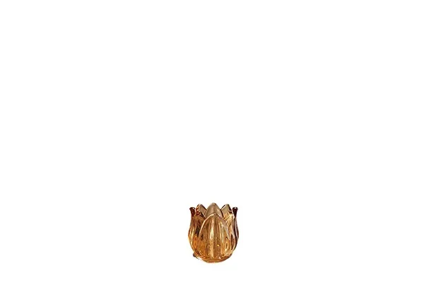 Waxinelichthouder glas tulp oranje (7cm)