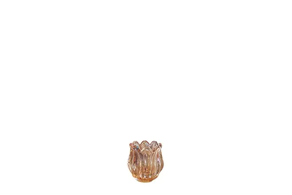 Waxinelichthouder glas tulp peach (7cm)