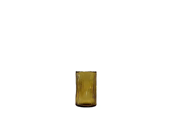 Waxinelichthouder organic ribbed amber (13cm)