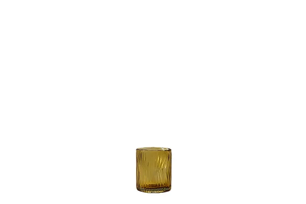 Waxinelichthouder organic ribbed amber (9cm)