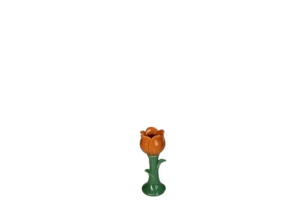 Waxinelichthouder roos oranje (21cm)