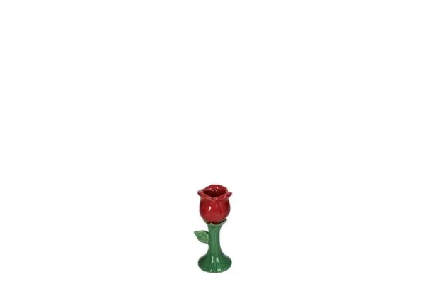 Waxinelichthouder roos rood (17cm)