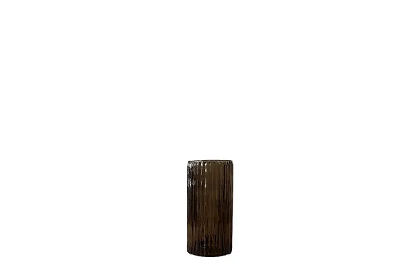 Waxinelichthouder smoke ribbed (15cm)