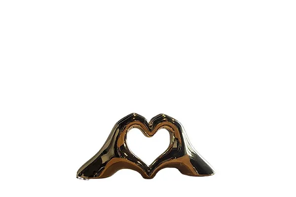 Sculptuur hand heart goud