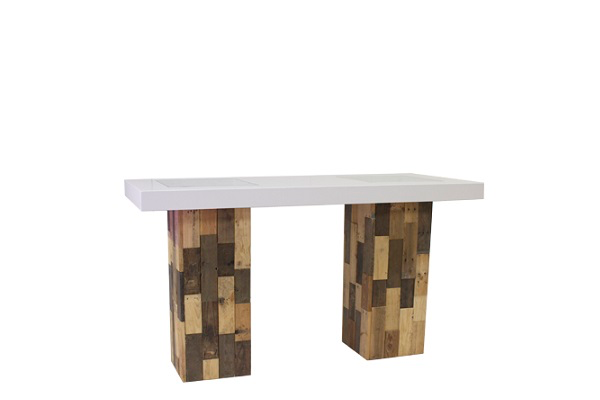 Verlengde statafel Reclaimed Wood met wit blad