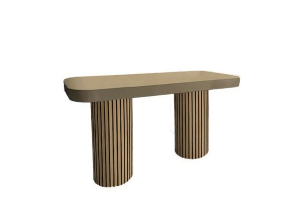 Verlengde statafel Soft Shapes Sand met eiken panelen