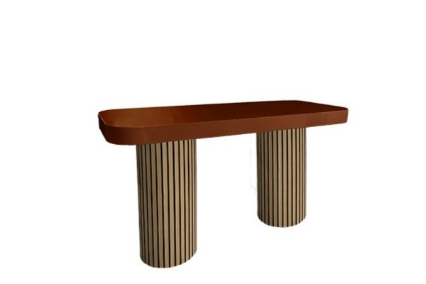 Verlengde statafel Soft Shapes Terracotta met eiken panelen (Bruin)