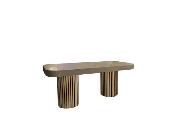 Verlengde tafel Soft Shapes Sand met eiken panelen (Bruin)