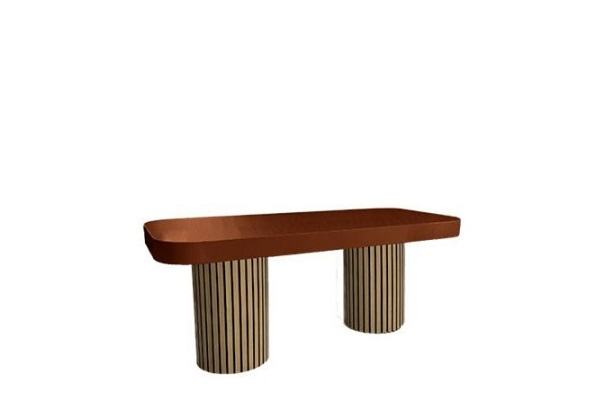 Verlengde tafel Soft Shapes Terracotta met eiken panelen