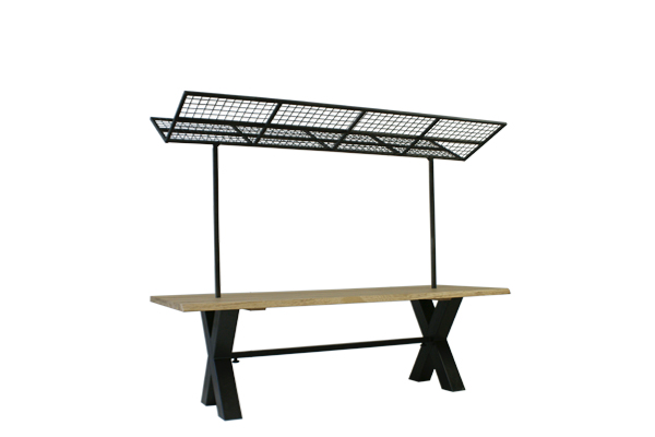 Dinertafel Industrial met bovenrek (Bruin)