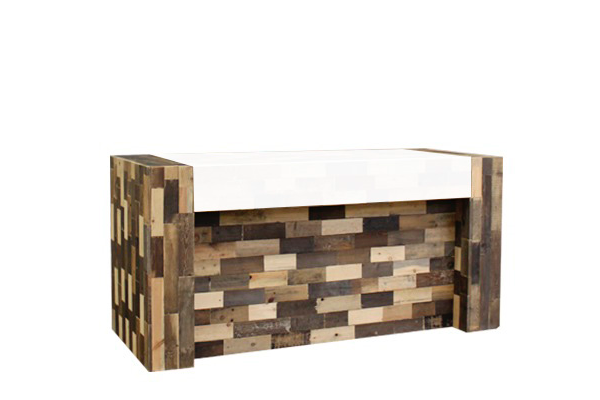 Barombouw recht blad Reclaimed Wood met wit blad