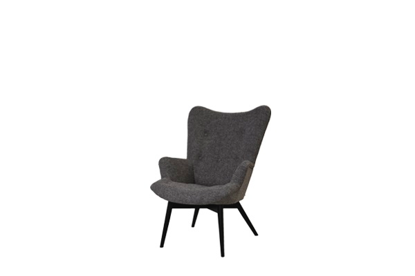 Fauteuil lichtgrijs met hoge rug