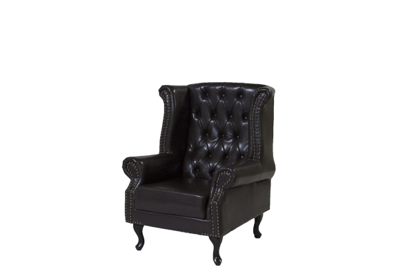 Oorfauteuil chesterfield (donkerbruin)