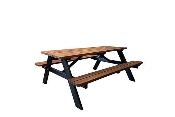 Picknickbank bruin blad met zwart onderstel