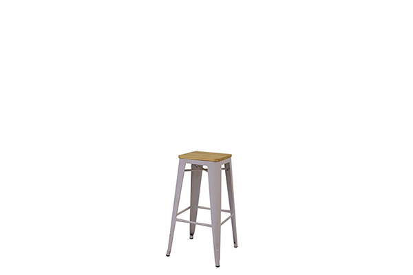 Kruk tolix wit met houten zitvlak