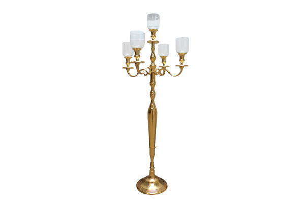 Kandelaar gold met glaasjes (100cm)