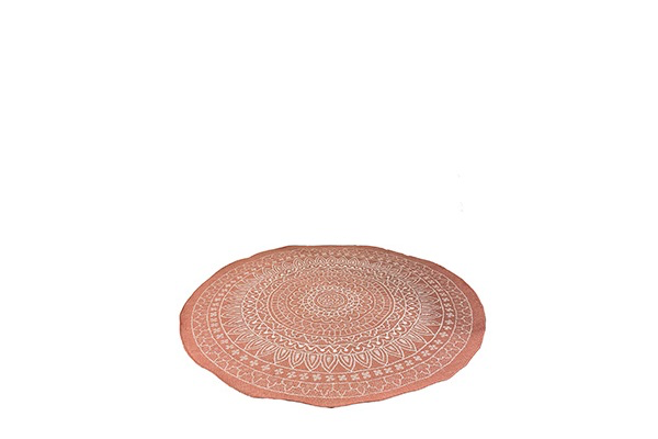 Vloerkleed rond roze met motief (180cm)