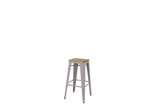 Kruk tolix wit met houten zitvlak