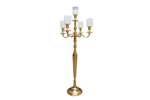 Kandelaar gold met glaasjes (100cm)