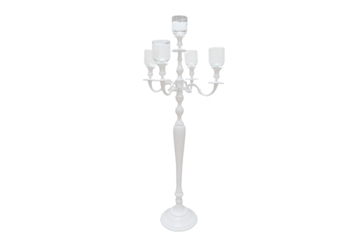 Kandelaar white met glaasjes (100cm)