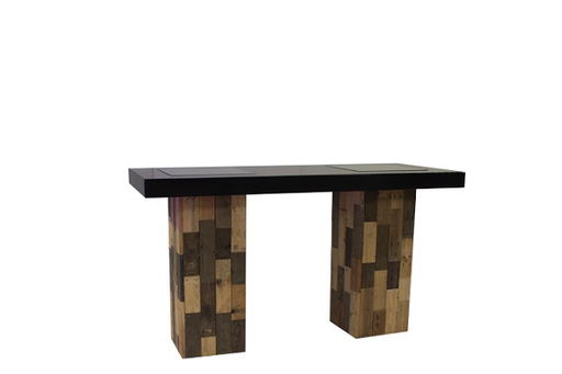 Verlengde statafel Reclaimed Wood met zwart blad