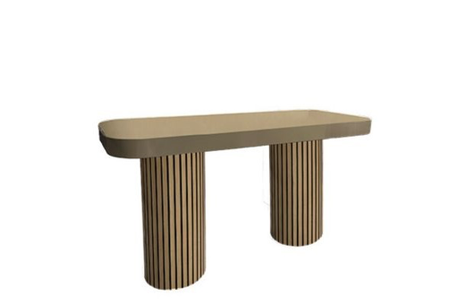 Verlengde statafel Soft Shapes Sand met eiken panelen