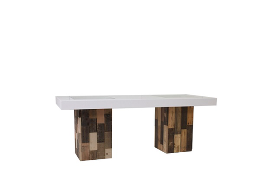 Verlengde tafel Reclaimed Wood met wit blad