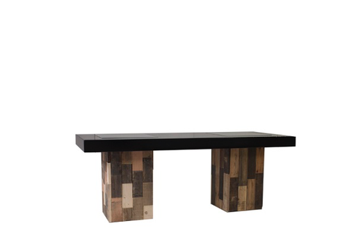 Verlengde tafel Reclaimed Wood met zwart blad