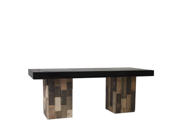 Verlengde tafel zwart blad Reclaimed Wood