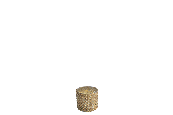 Waxinelichthouder goud ruitjesmotief (8cm)