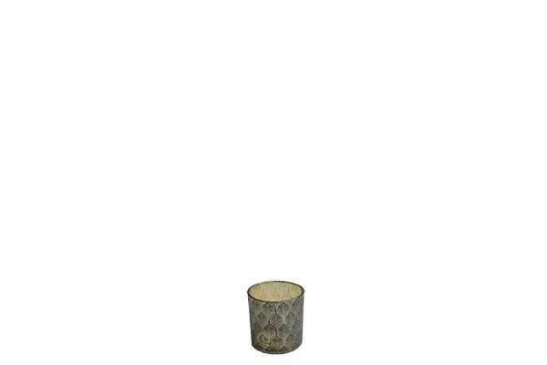 Waxinelichthouder goud veermotief (8cm)